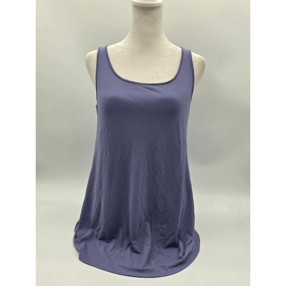 Eileen Fisher Petite PS Purple 100% Silk Sleeveless Tunic Tank 101-433